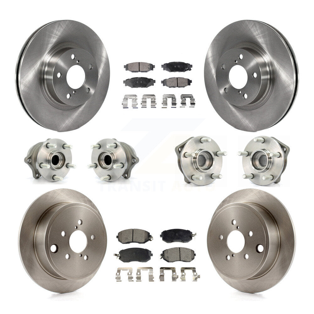 Hub Bearings Disc Brake Rotors And Pads Front Rear Kit (10Pc) For Subaru Impreza