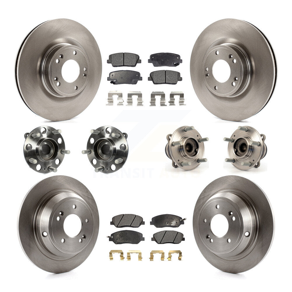 Hub Bearing Disc Brake Rotor Pads Front Rear Kit (10Pc) For Hyundai Genesis 3.8L