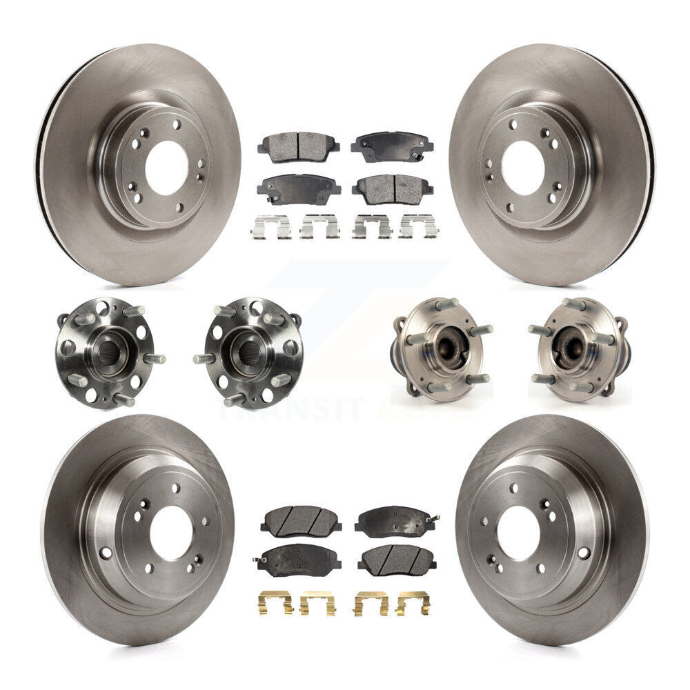Hub Bearing Disc Brake Rotor Pads Front Rear Kit (10Pc) For Hyundai Genesis 3.8L