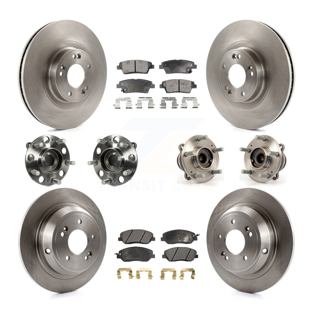 Hub Bearing Brake Rotor Pads Front Rear Kit (10Pc) For 2012 Hyundai Genesis 3.8L