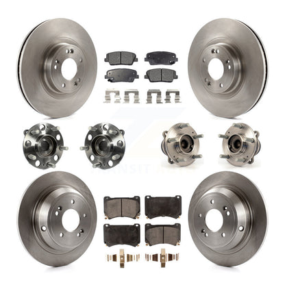 Hub Bearing Disc Brake Rotor Pads Front Rear Kit (10Pc) For Hyundai Genesis 4.6L