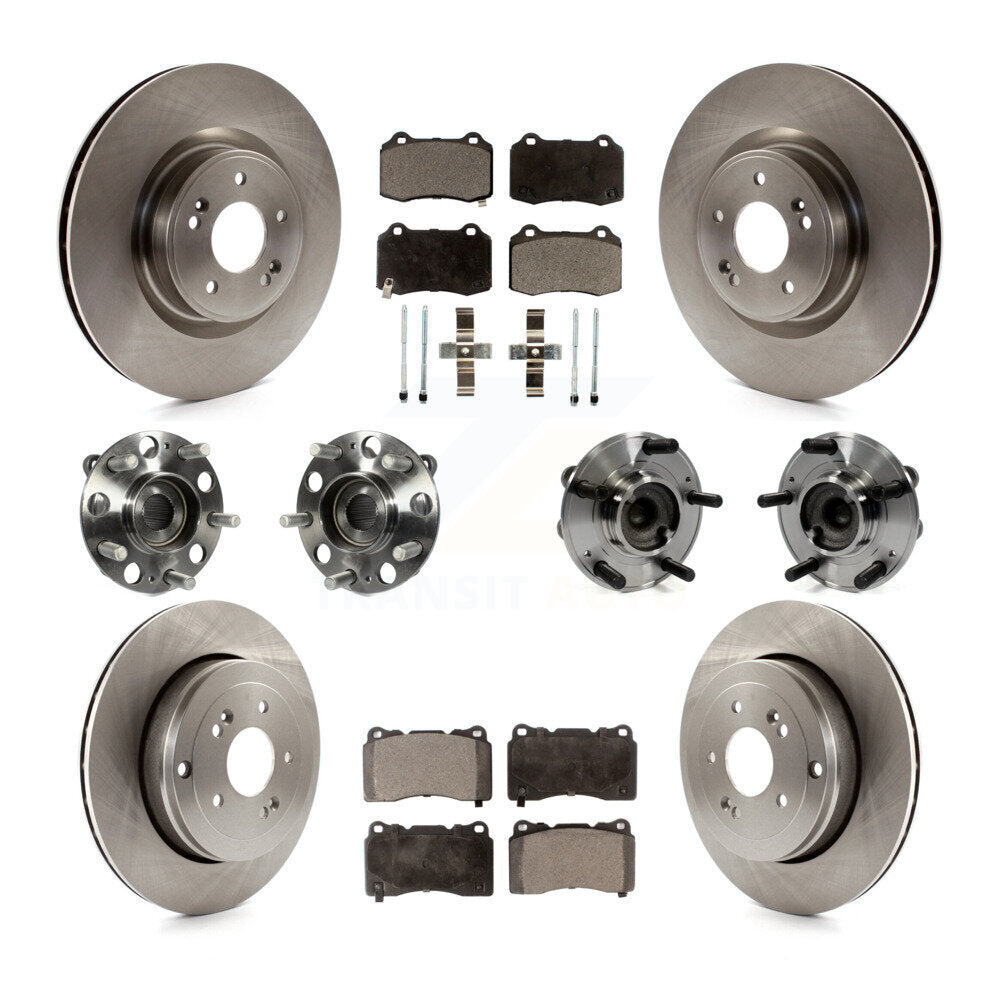 Hub Bearing Disc Brake Rotor Pad Front Rear Kit (10Pc) For Hyundai Genesis Coupe