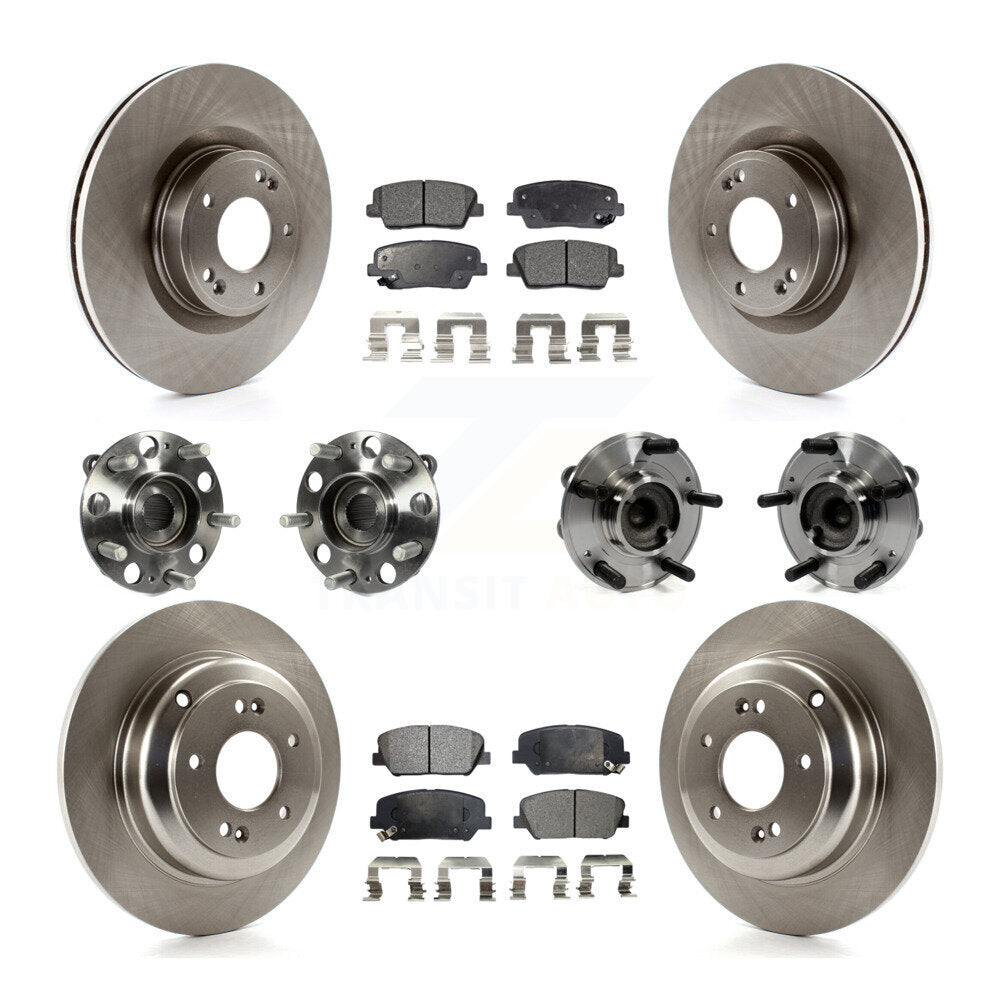 Hub Bearing Disc Brake Rotor Pad Front Rear Kit (10Pc) For Hyundai Genesis Coupe