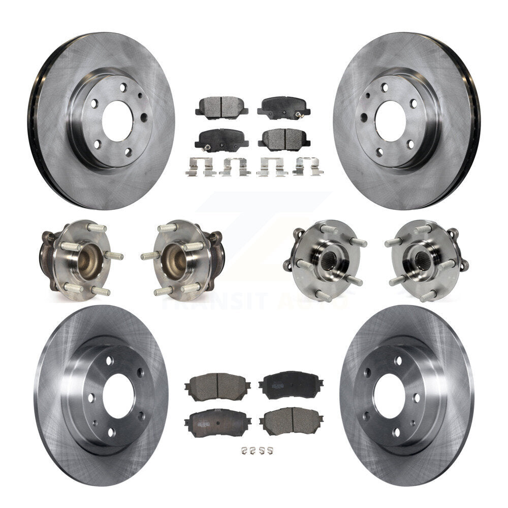 Hub Bearing Disc Brake Rotors And Ceramic Pads Front Rear Kit (10Pc) For Mazda 6