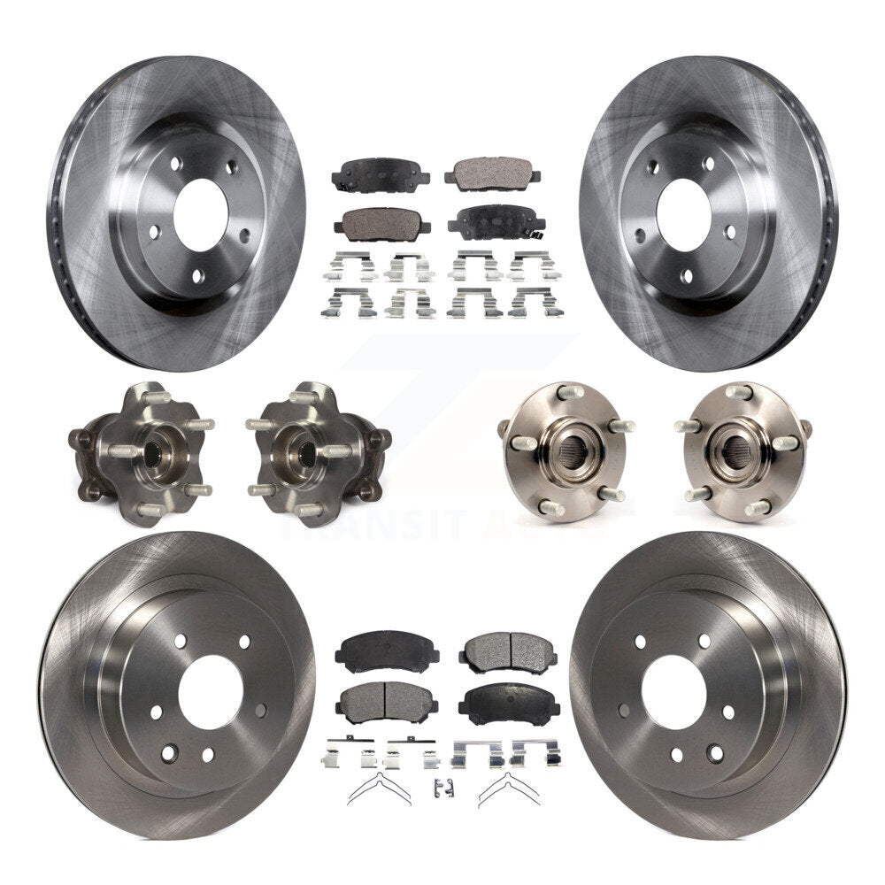 Hub Bearing Brake Rotor & Pads Front Rear Kit (10Pc) For Nissan Rogue Select AWD