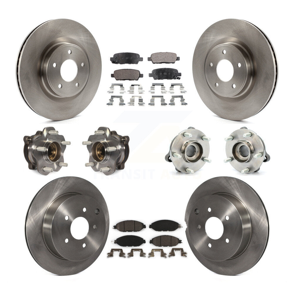 Hub Bearing Brake Rotor & Pad Front Rear Kit (10Pc) For Nissan Pathfinder Murano