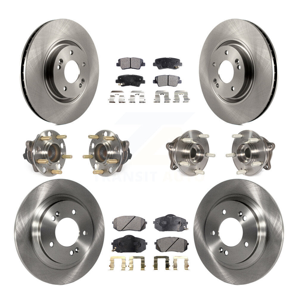 Hub Bearing Brake Rotor Pads Front Rear Kit (10Pc) For Hyundai Sonata GAS engine