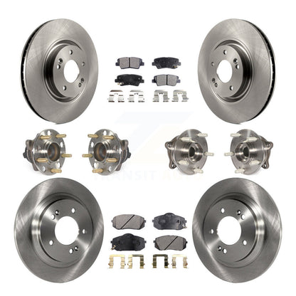 Hub Bearing Brake Rotor Pads Front Rear Kit (10Pc) For Hyundai Sonata GAS engine