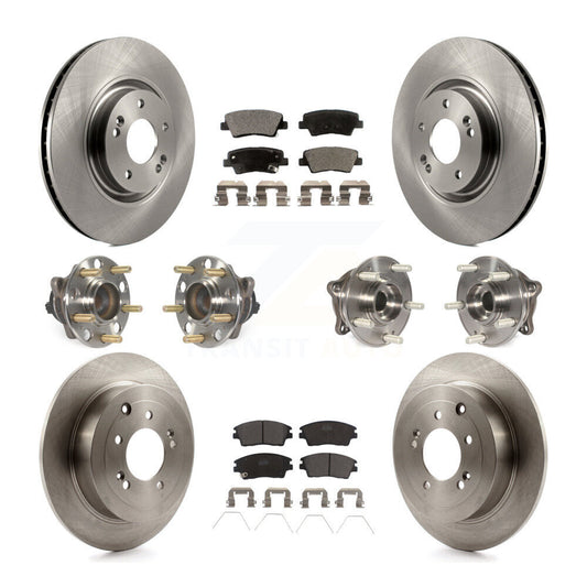 Hub Bearings Disc Brake Rotors And Pads Front Rear Kit (10Pc) For Kia Sportage