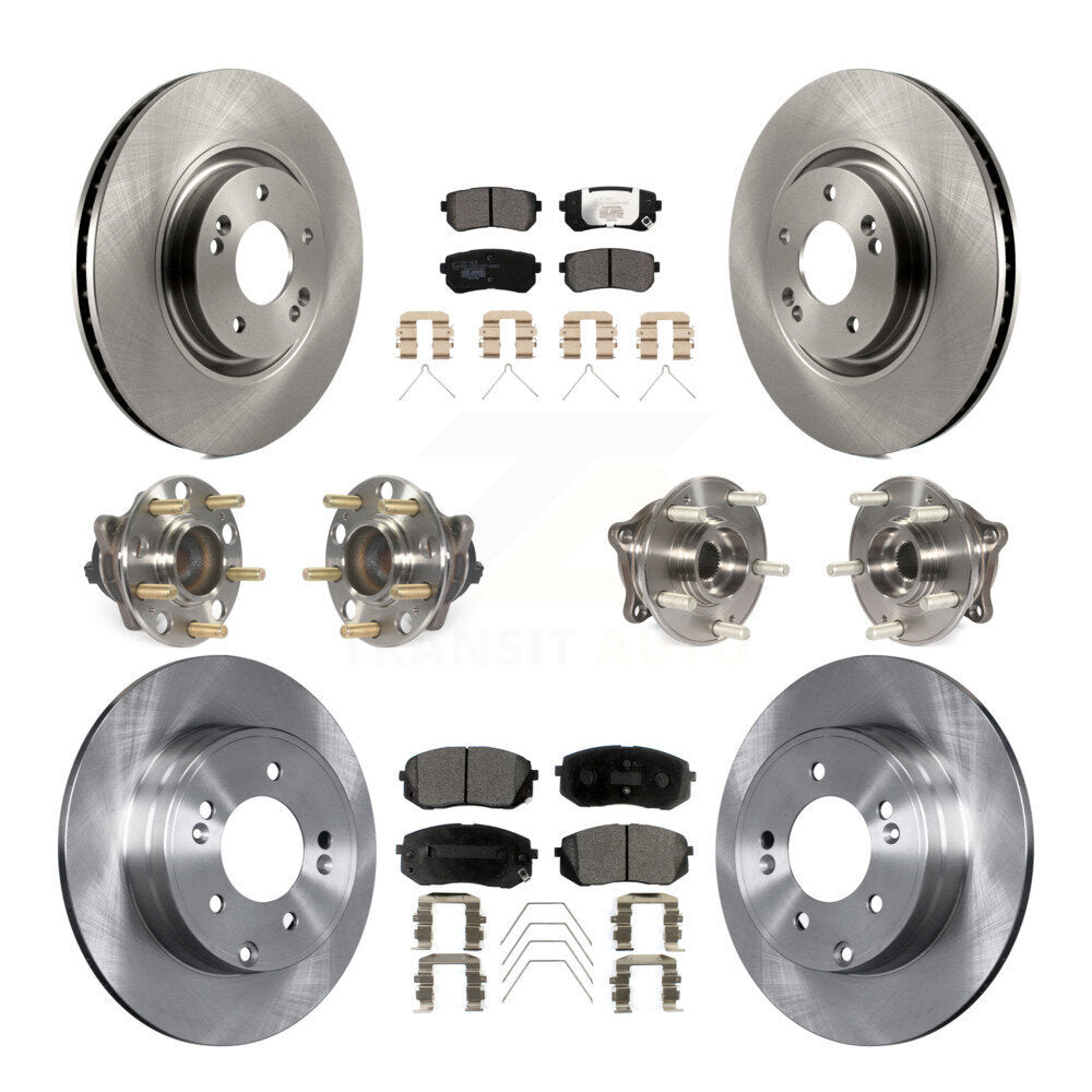 Hub Bearings Disc Brake Rotors And Pads Front Rear Kit (10Pc) For Kia Optima