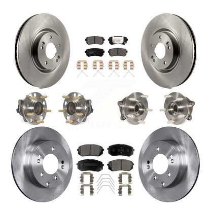 Hub Bearings Disc Brake Rotors And Pads Front Rear Kit (10Pc) For Kia Optima