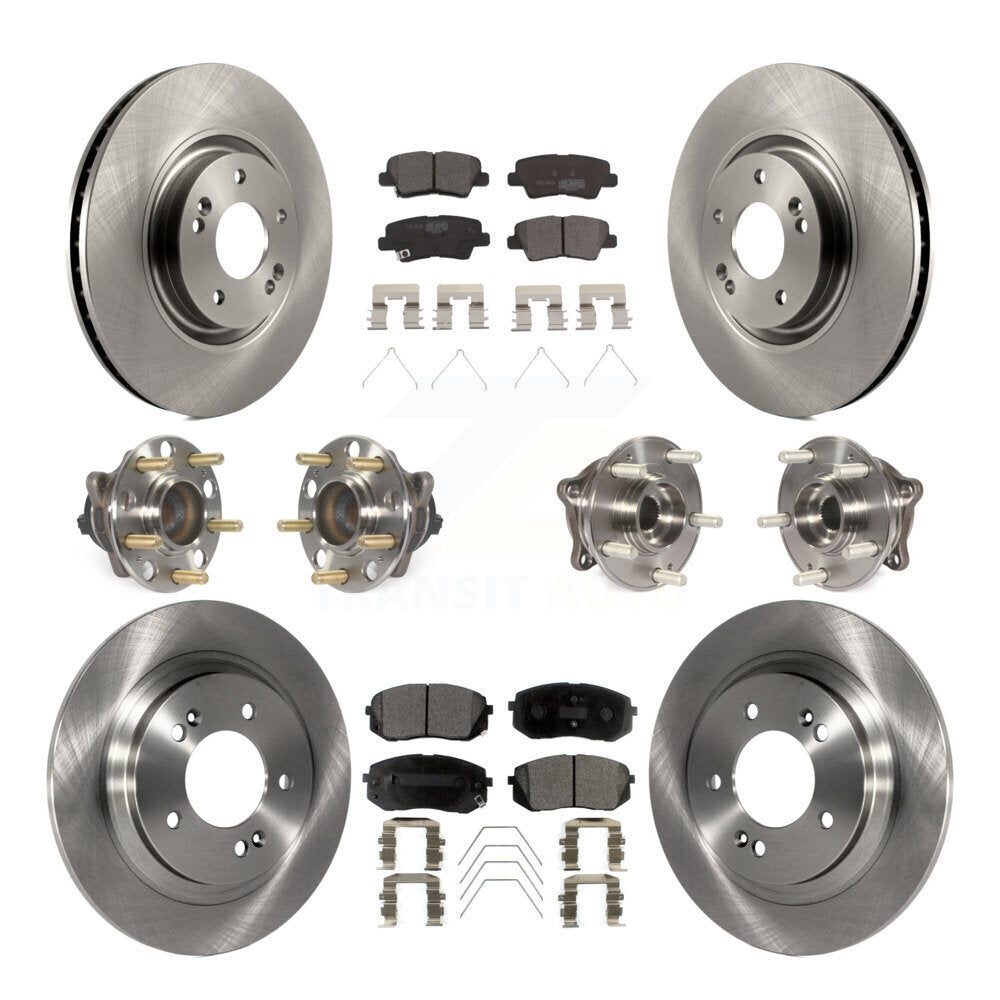 Hub Bearings Disc Brake Rotors And Pads Front Rear Kit (10Pc) For Kia Optima
