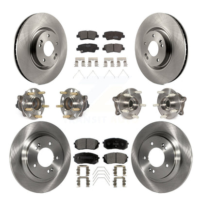 Hub Bearings Disc Brake Rotors And Pads Front Rear Kit (10Pc) For Kia Optima