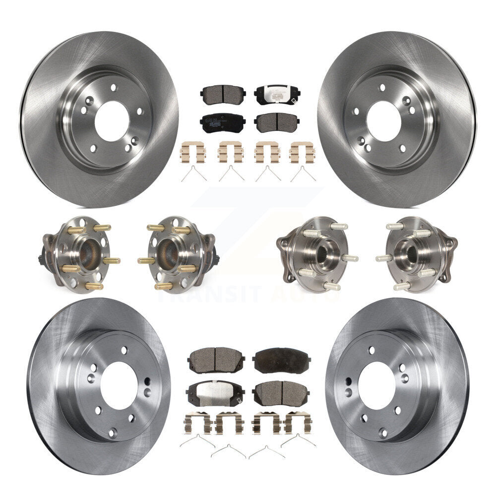 Hub Bearings Disc Brake Rotors And Pads Front Rear Kit (10Pc) For Kia Optima