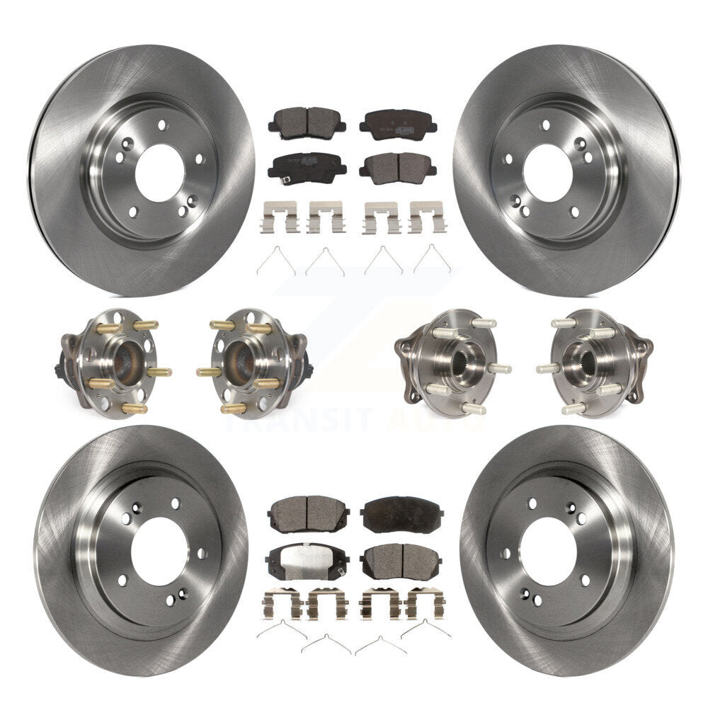 Hub Bearings Disc Brake Rotors And Pads Front Rear Kit (10Pc) For Kia Optima