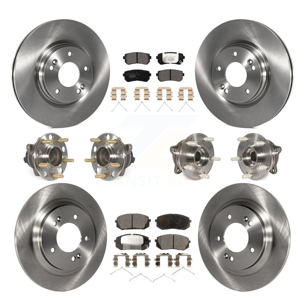 Hub Bearings Disc Brake Rotors And Pads Front Rear Kit (10Pc) For Kia Optima