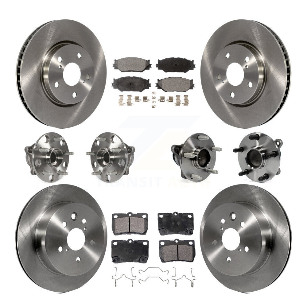 Hub Bearing Brake Rotor And Pad Front Rear Kit (10Pc) For Lexus IS250 C with RWD
