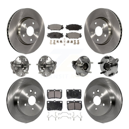Hub Bearing Brake Rotor And Pad Front Rear Kit (10Pc) For Lexus IS250 C with RWD