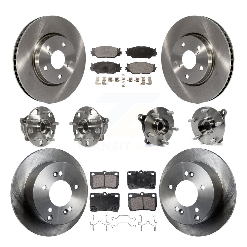 Hub Bearings Disc Brake Rotors And Pads Front Rear Kit (10Pc) For Lexus IS250