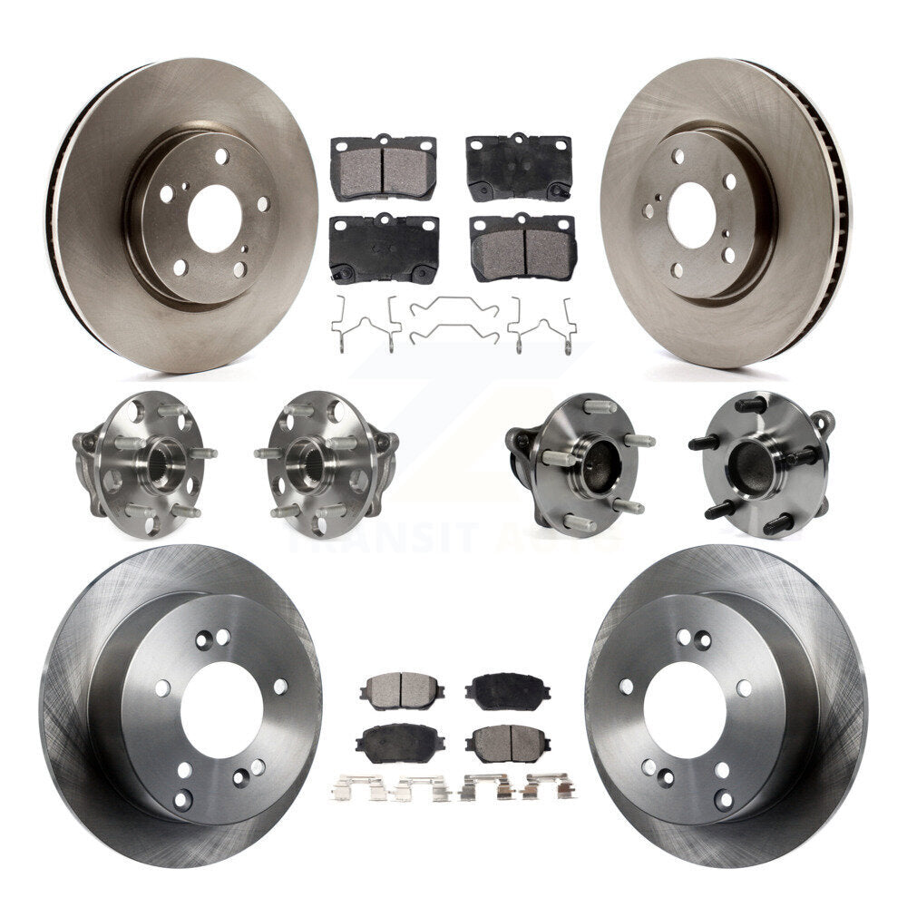 Hub Bearings Disc Brake Rotors And Pads Front Rear Kit (10Pc) For Lexus IS250