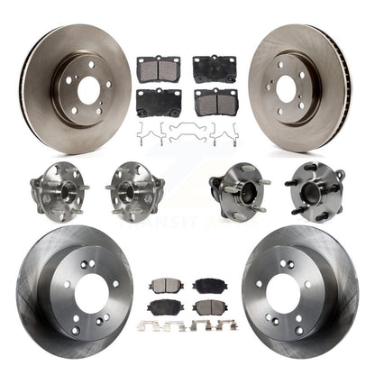 Hub Bearings Disc Brake Rotors And Pads Front Rear Kit (10Pc) For Lexus IS250