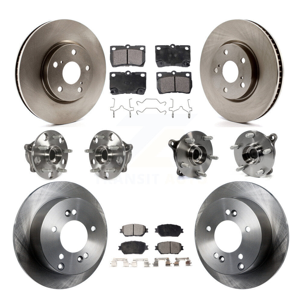 Hub Bearings Disc Brake Rotors And Pads Front Rear Kit (10Pc) For Lexus IS250