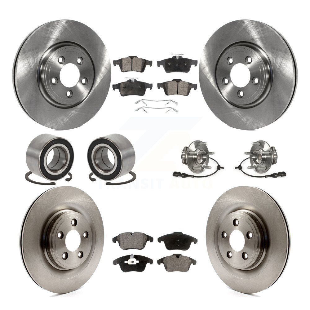 Hub Bearing Disc Brake Rotors And Pads Shoes Front Rear Kit (10Pc) For Jaguar XF