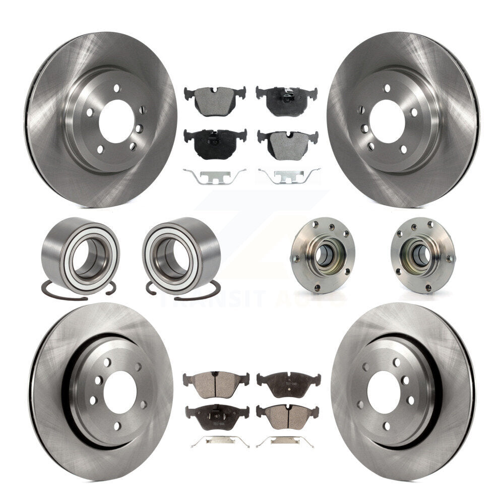 Hub Bearing Disc Brake Rotor & Pad Shoe Front Rear Kit (10Pc) For BMW 330Ci 330i