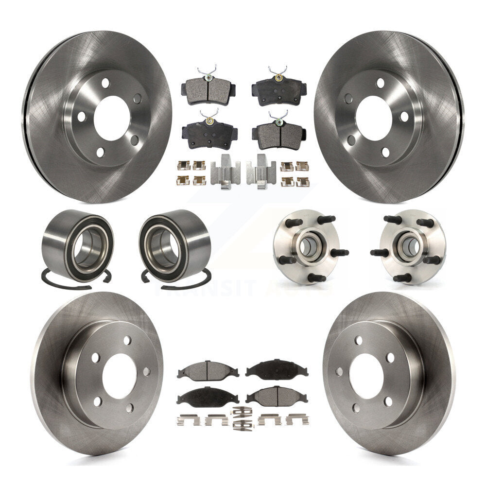 Hub Bearing Disc Brake Rotor And Pad Shoe Front Rear Kit (10Pc) For Ford Mustang
