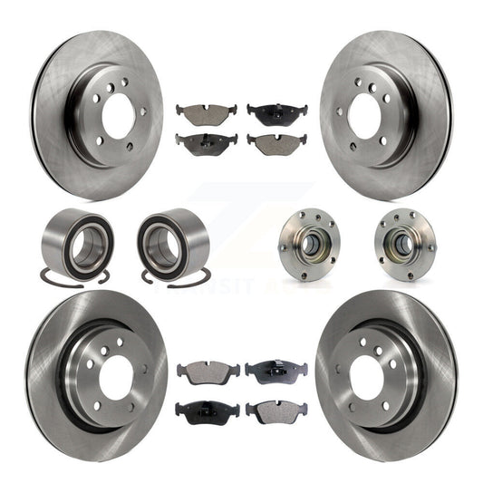 Hub Bearing Brake Rotor & Pad Shoe Front Rear Kit (10Pc) For BMW 325i 325Ci 328i