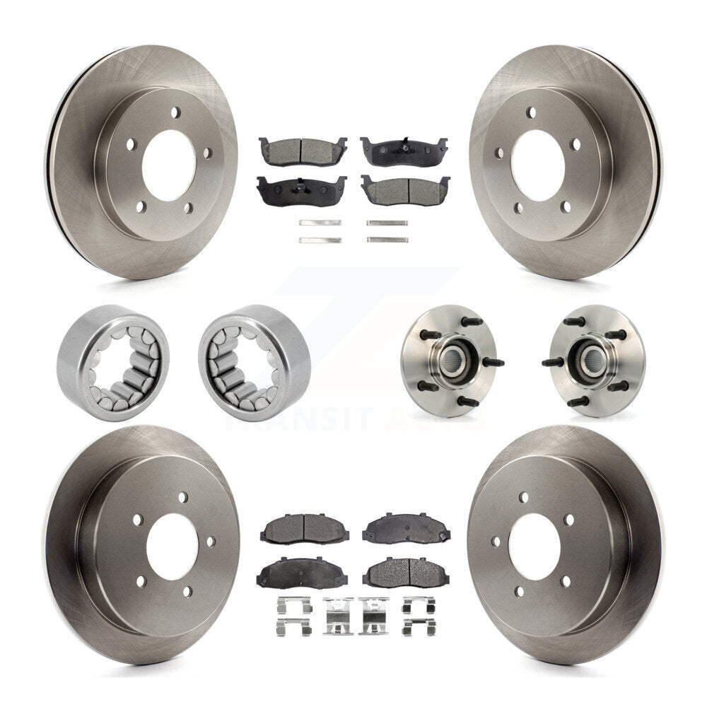 Hub Bearing Disc Brake Rotors And Pads Shoe Front Rear Kit (10Pc) For Ford F-150