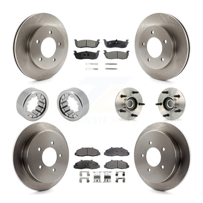 Hub Bearing Disc Brake Rotors And Pads Shoe Front Rear Kit (10Pc) For Ford F-150