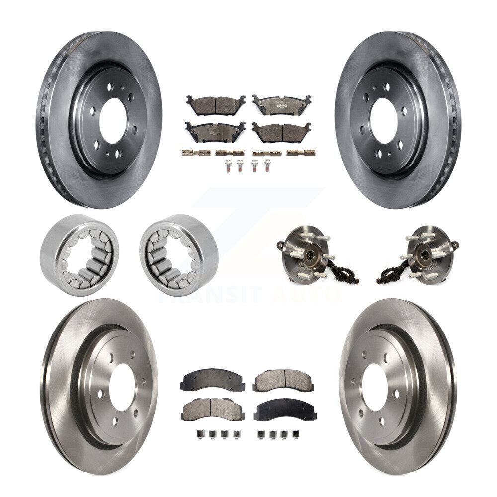 Hub Bearing Disc Brake Rotors And Pads Shoe Front Rear Kit (10Pc) For Ford F-150