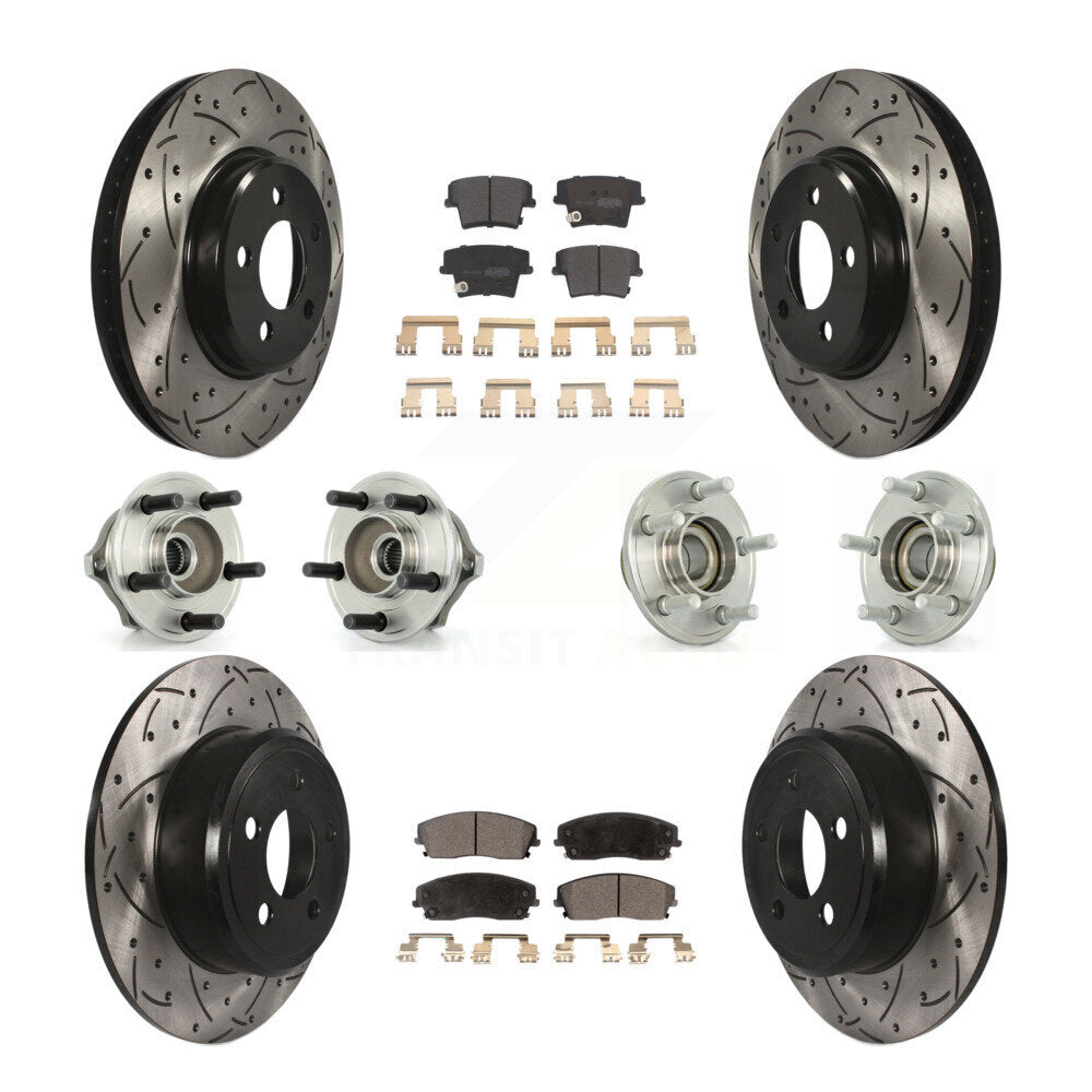 Hub Bearing Coated Brake Rotor Pads Front Rear Kit (10Pc) For Chrysler 300 Dodge