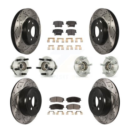 Hub Bearing Coated Brake Rotor Pads Front Rear Kit (10Pc) For Chrysler 300 Dodge