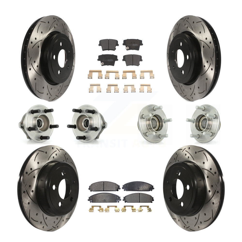 Hub Bearing Coated Brake Rotor Pads Front Rear Kit (10Pc) For Chrysler 300 Dodge