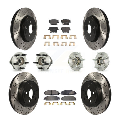 Hub Bearing Coated Brake Rotor Pads Front Rear Kit (10Pc) For Chrysler 300 Dodge