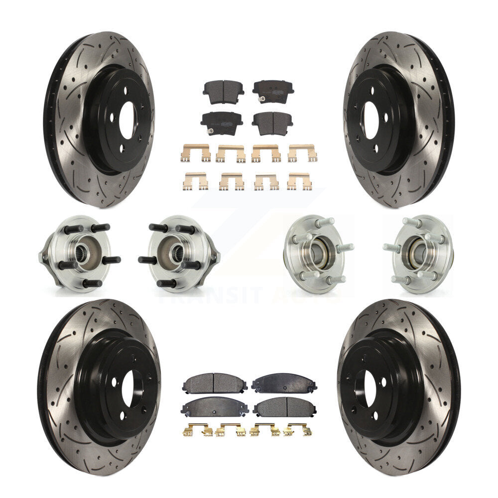 Hub Bearing Coated Disc Brake Rotor Pads Front Rear Kit (10Pc) For Dodge Charger