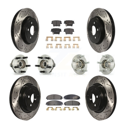 Hub Bearing Coated Disc Brake Rotor Pads Front Rear Kit (10Pc) For Dodge Charger