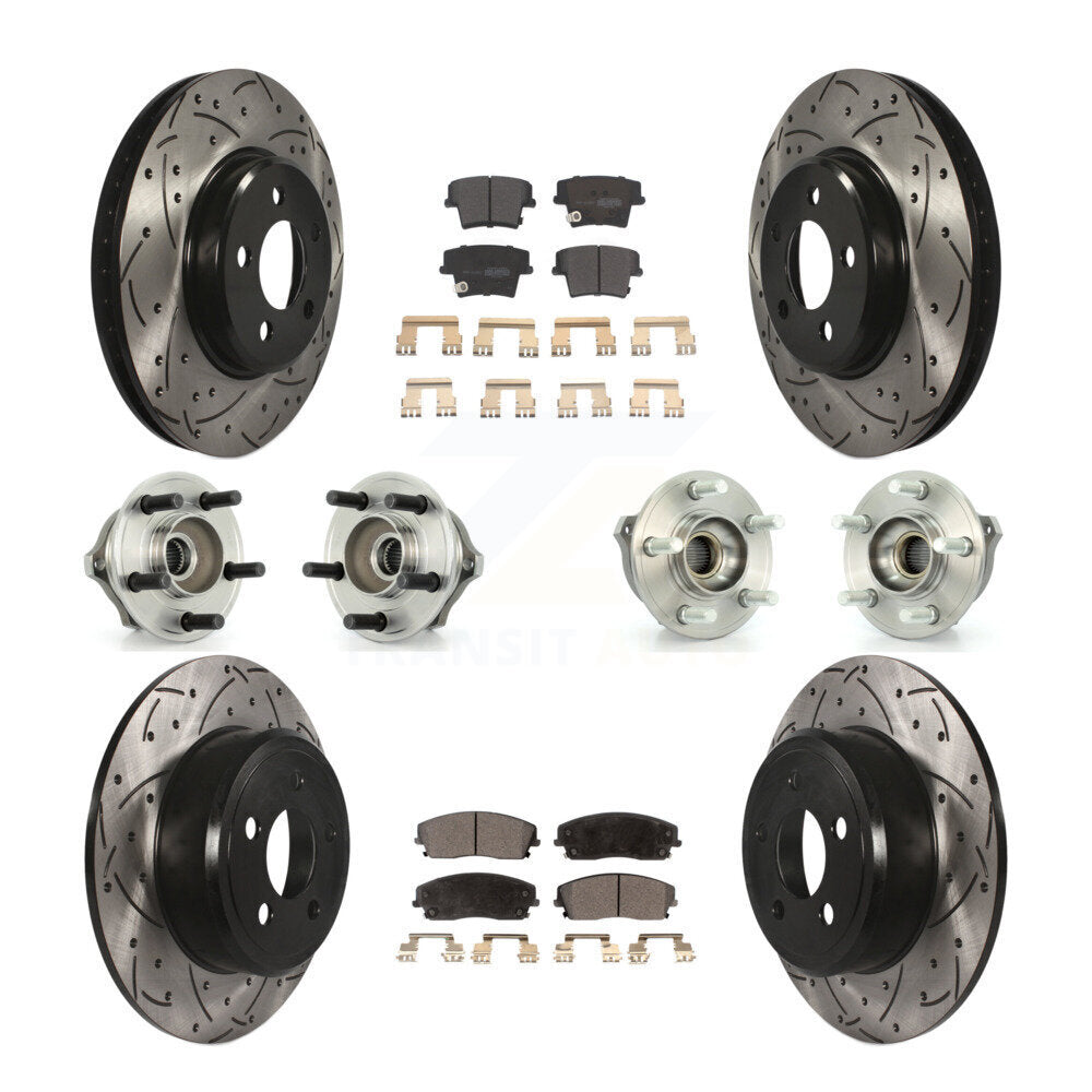 Hub Bearing Coat Brake Rotor Pads Front Rear Kit (10Pc) For Dodge Charger Magnum