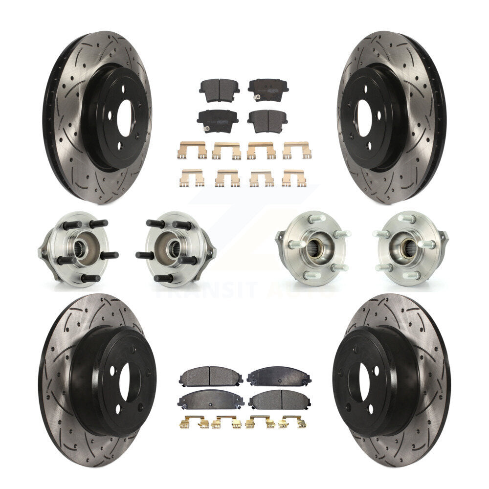 Hub Bearing Coated Disc Brake Rotor & Pad Front Rear Kit (10Pc) For Chrysler 300