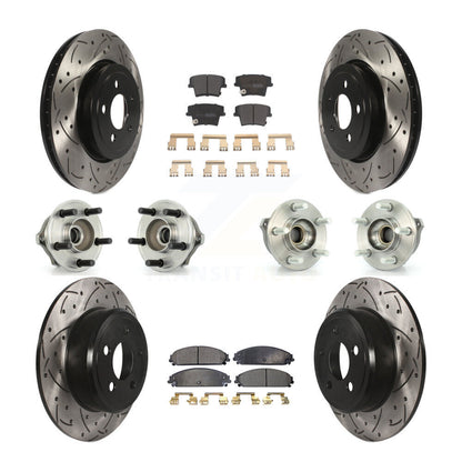 Hub Bearing Coated Disc Brake Rotor & Pad Front Rear Kit (10Pc) For Chrysler 300