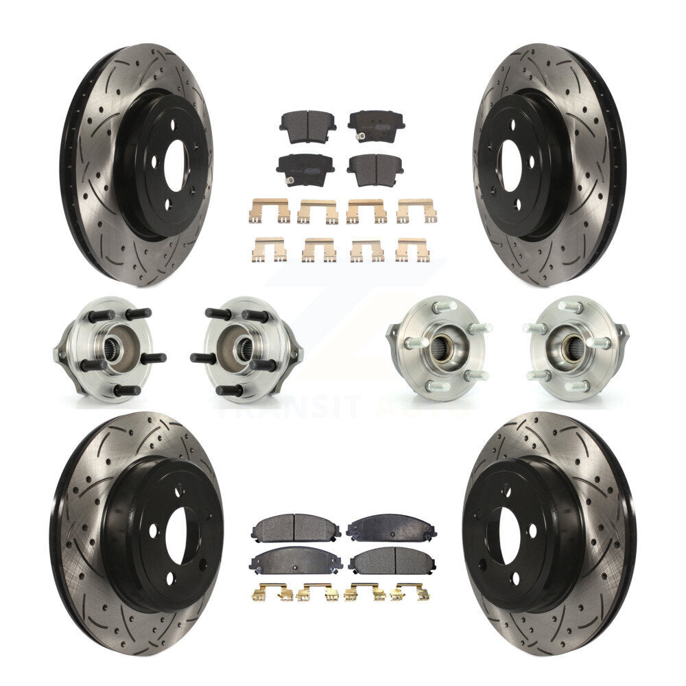 Hub Bearing Coated Brake Rotor Pads Front Rear Kit (10Pc) For Chrysler 300 Dodge