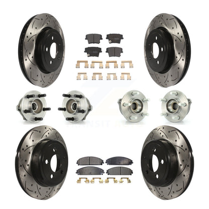 Hub Bearing Coated Brake Rotor Pads Front Rear Kit (10Pc) For Chrysler 300 Dodge