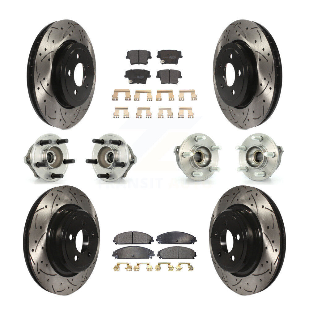 Hub Bearing Coated Disc Brake Rotor Pads Front Rear Kit (10Pc) For Dodge Charger