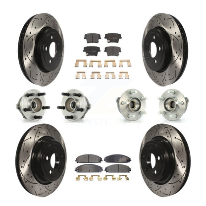 Hub Bearing Coated Disc Brake Rotor Pads Front Rear Kit (10Pc) For Dodge Charger
