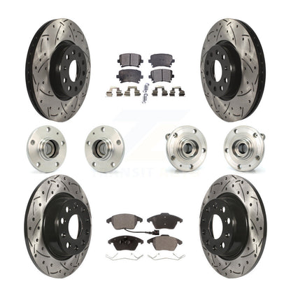 Hub Bearing Coat Brake Rotor Pads Front Rear Kit (10Pc) For Volkswagen CC Passat