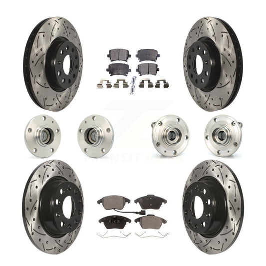 Hub Bearing Coat Brake Rotor Pads Front Rear Kit (10Pc) For Volkswagen CC Passat