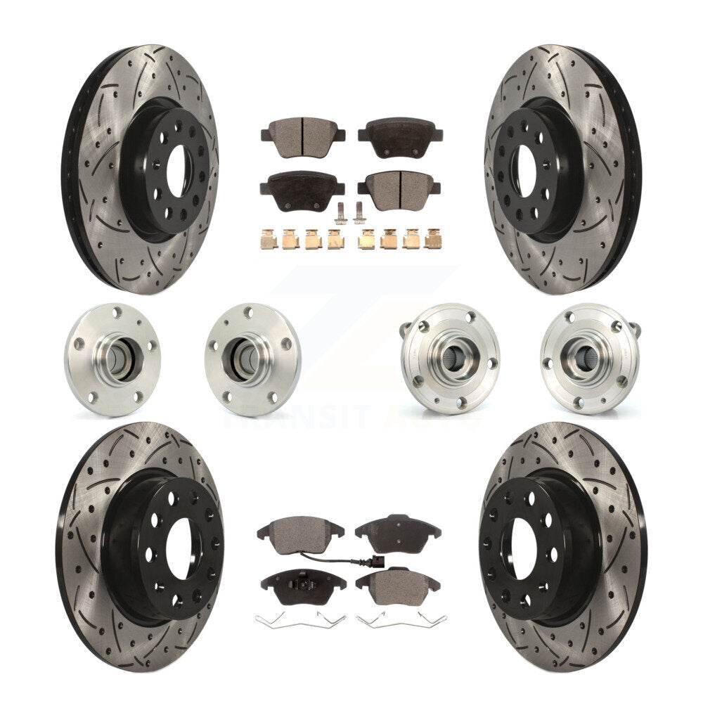 Hub Bearing Coat Brake Rotor Pad Front Rear Kit (10Pc) For Volkswagen Beetle GTI