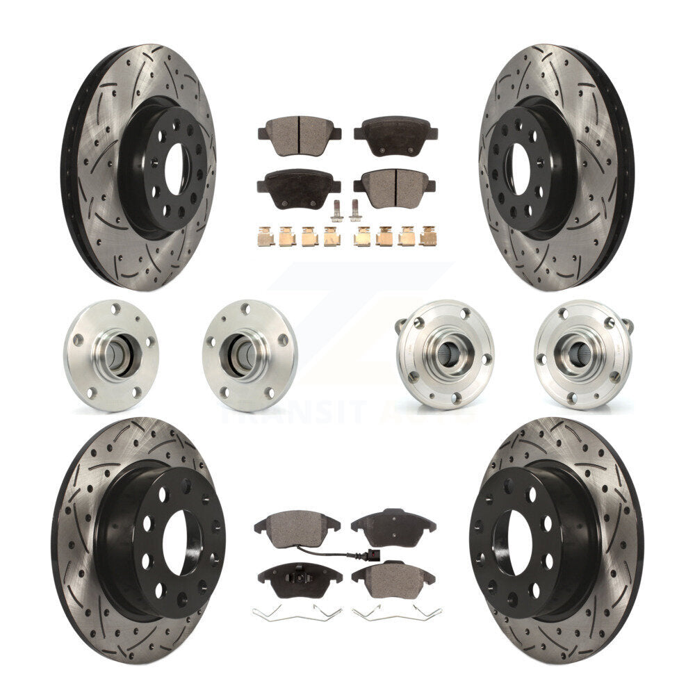 Hub Bearing Coat Brake Rotor Pad Front Rear Kit (10Pc) For Volkswagen Jetta 2.0L